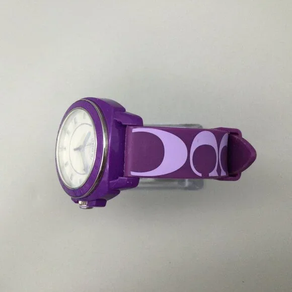 Coach Watch Women 40mm Purple Logo Dial Silicone Band New  display picture 1